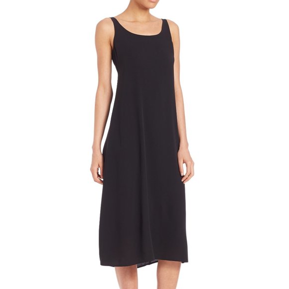 Eileen Fisher Dresses Eileen Fisher 0 Silk Black Midi Dress Tank